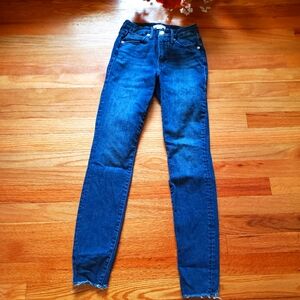 Good American Womens Size 0 Good Legs Raw Hem  Skinny Jeans Blue